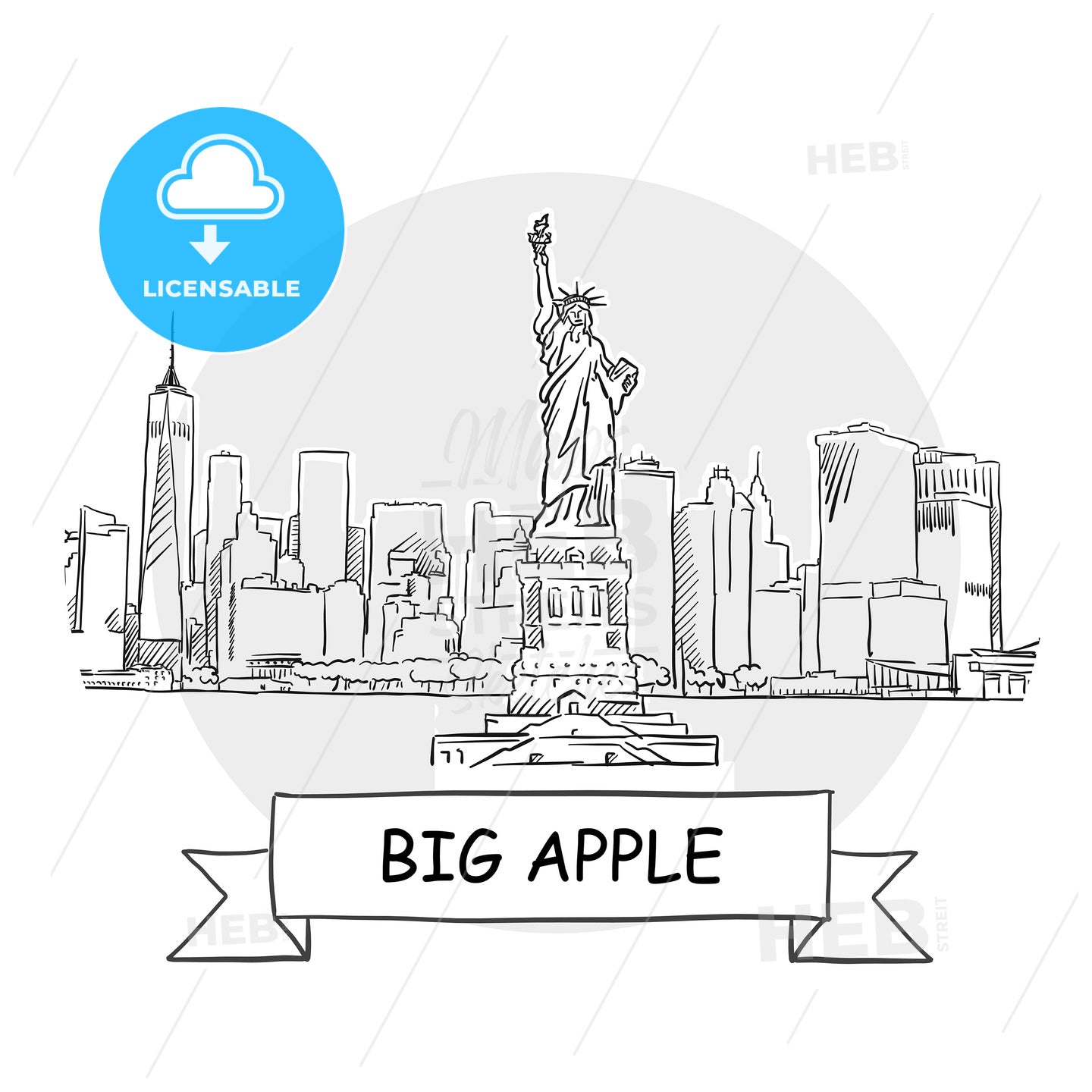 Big Apple Cityscape Vector Sign – instant download