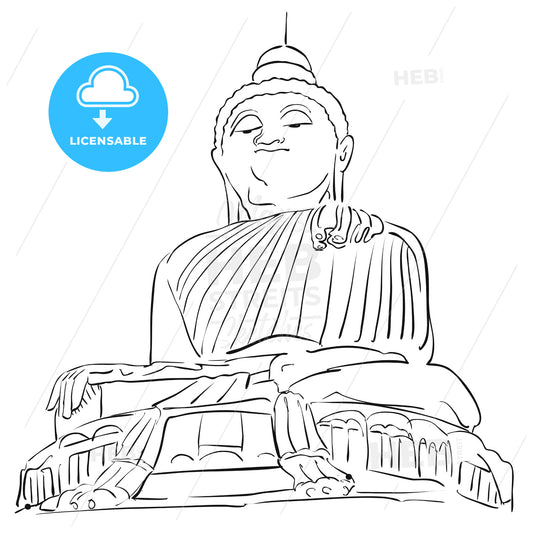 Big Buddha Phuket Outline Sketch – instant download