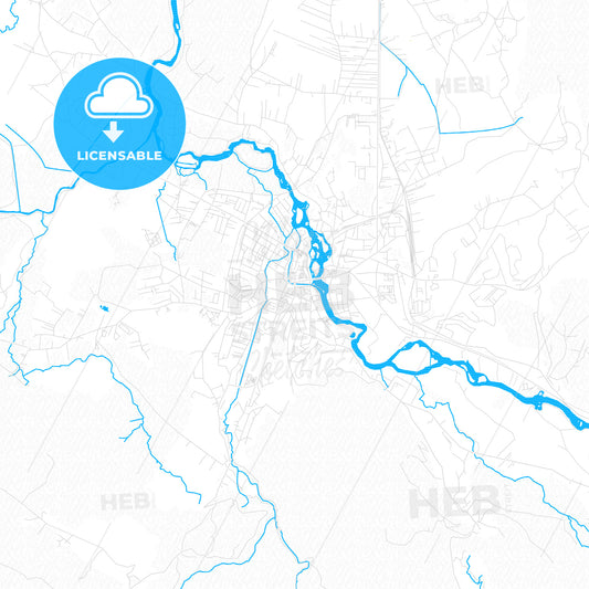 Bihać, Bosnia and Herzegovina PDF vector map with water in focus