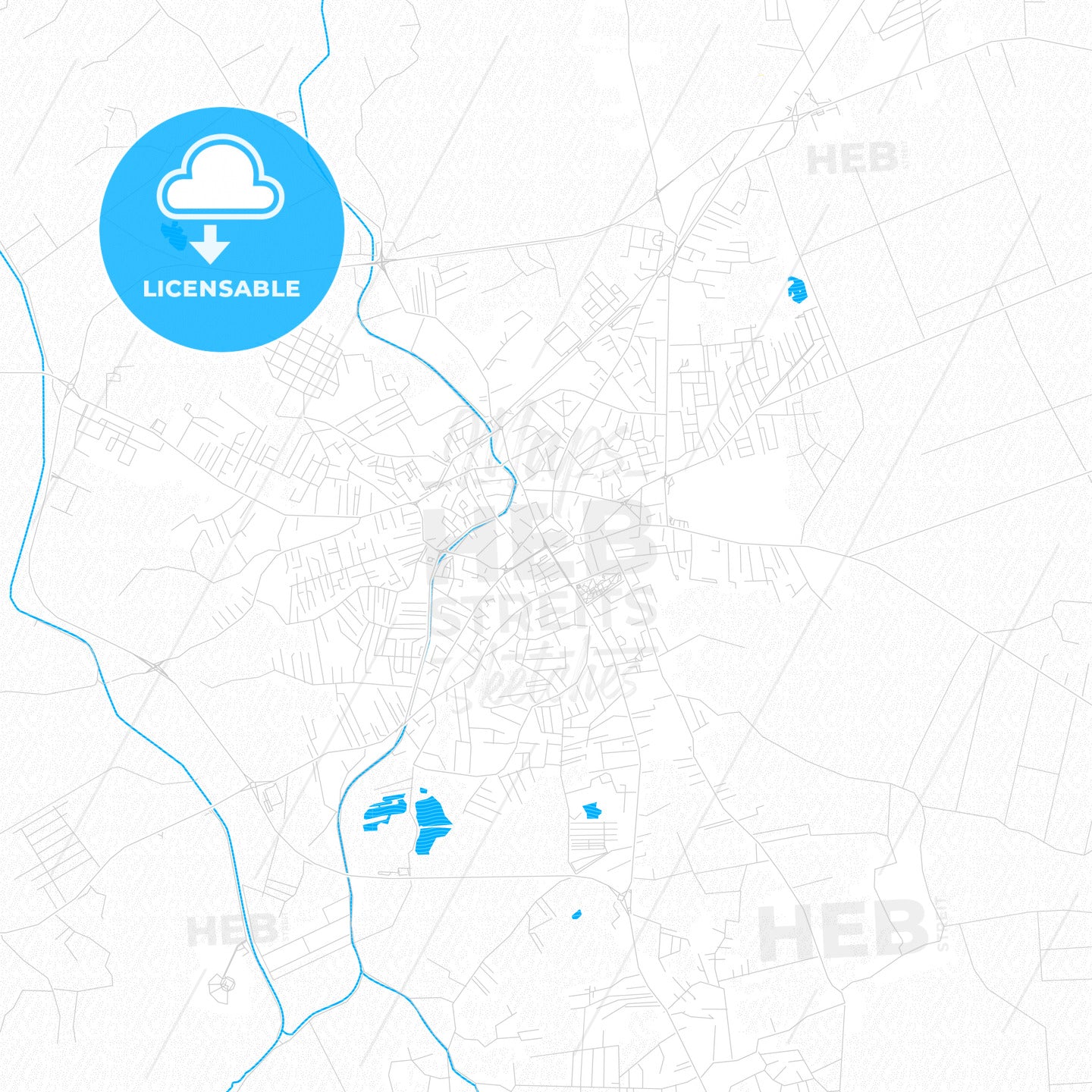 Bijeljina, Bosnia and Herzegovina PDF vector map with water in focus