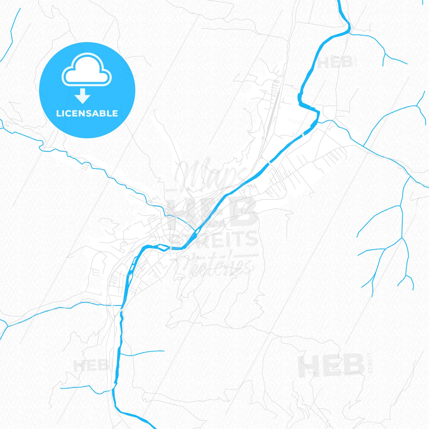 Bijelo Polje, Montenegro PDF vector map with water in focus