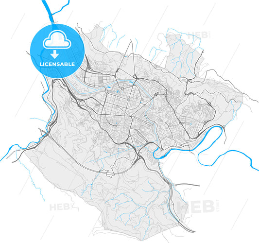 Bilbao, Biscay, Spain, high quality vector map