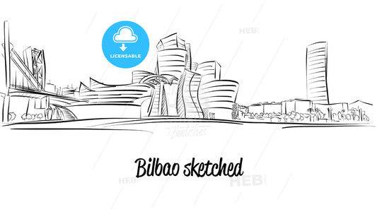 Bilbao Skyline, Hand drawn Vector Artwork – instant download
