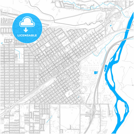 Billings, Montana, United States, city map with high quality roads.
