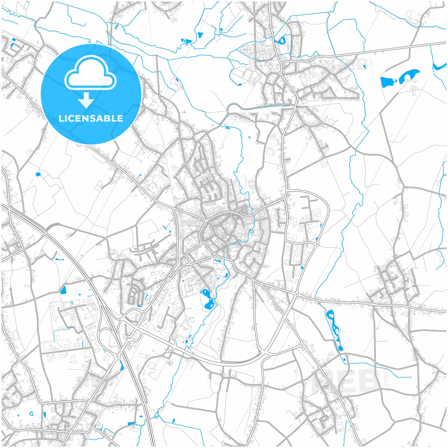 Bilzen, Limburg, Belgium, city map with high quality roads.