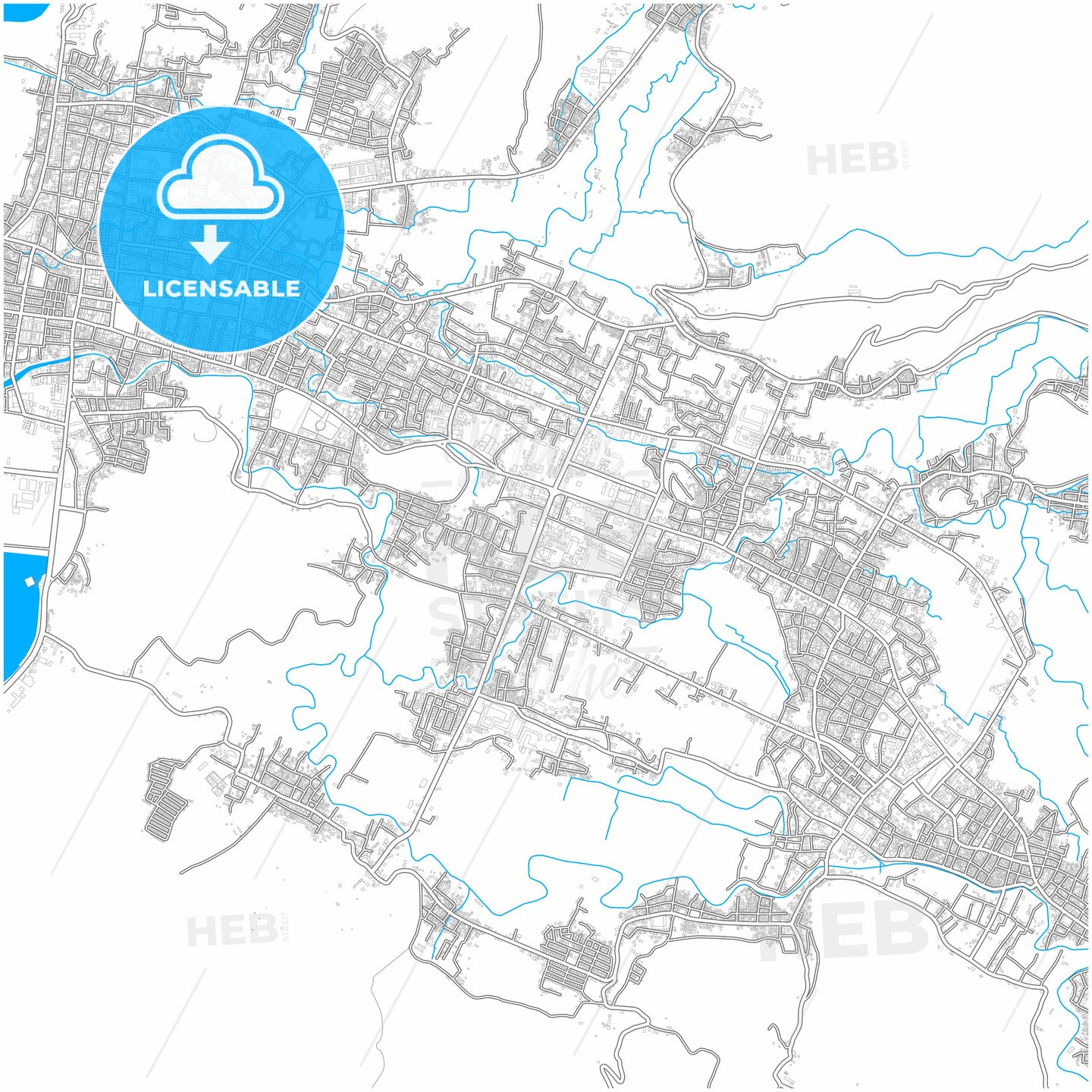 Bima, West Nusa Tenggara, Indonesia, city map with high quality roads.