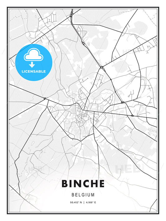 Binche, Belgium, Modern Print Template in Various Formats - HEBSTREITS Sketches