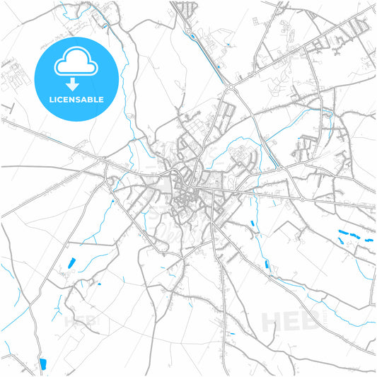 Binche, Hainaut, Belgium, city map with high quality roads.