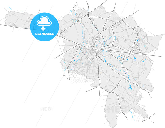 Binche, Hainaut, Belgium, high quality vector map