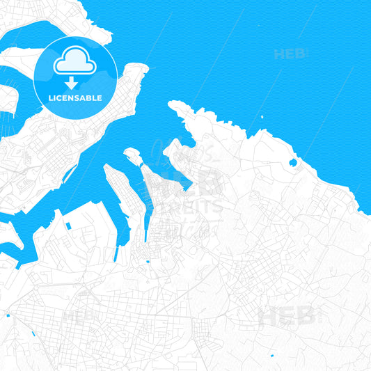 Birgu, Malta PDF vector map with water in focus
