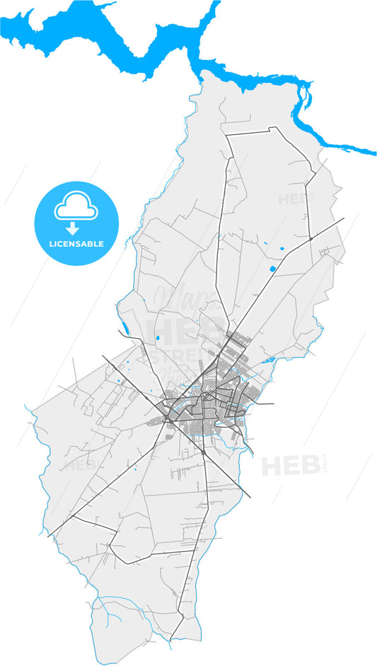 Birigui, Brazil, high quality vector map