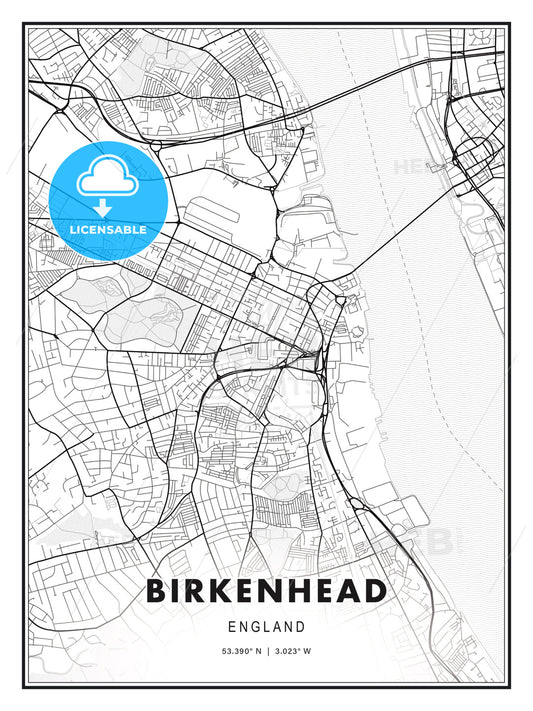 Birkenhead, England, Modern Print Template in Various Formats - HEBSTREITS Sketches