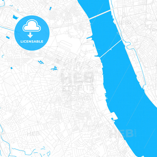 Birkenhead, England PDF vector map with water in focus