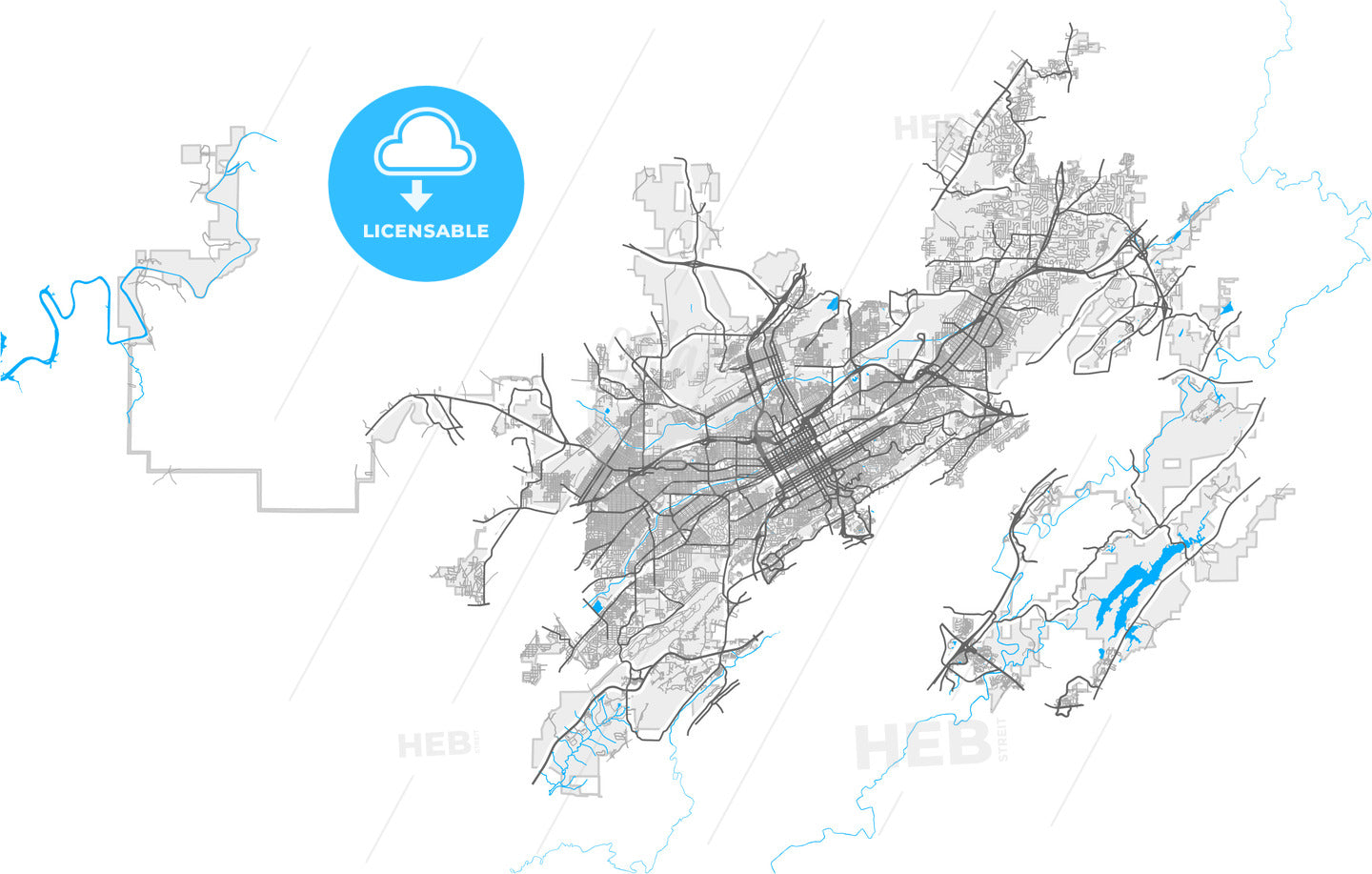 Birmingham, Alabama, United States, high quality vector map
