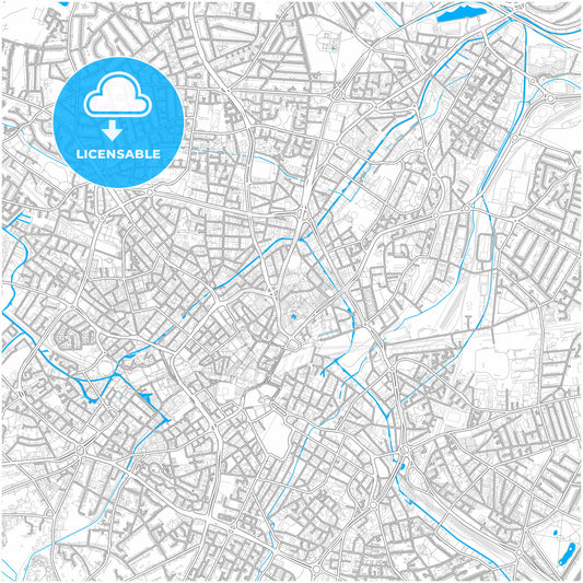 Birmingham, West Midlands, England, city map with high quality roads.