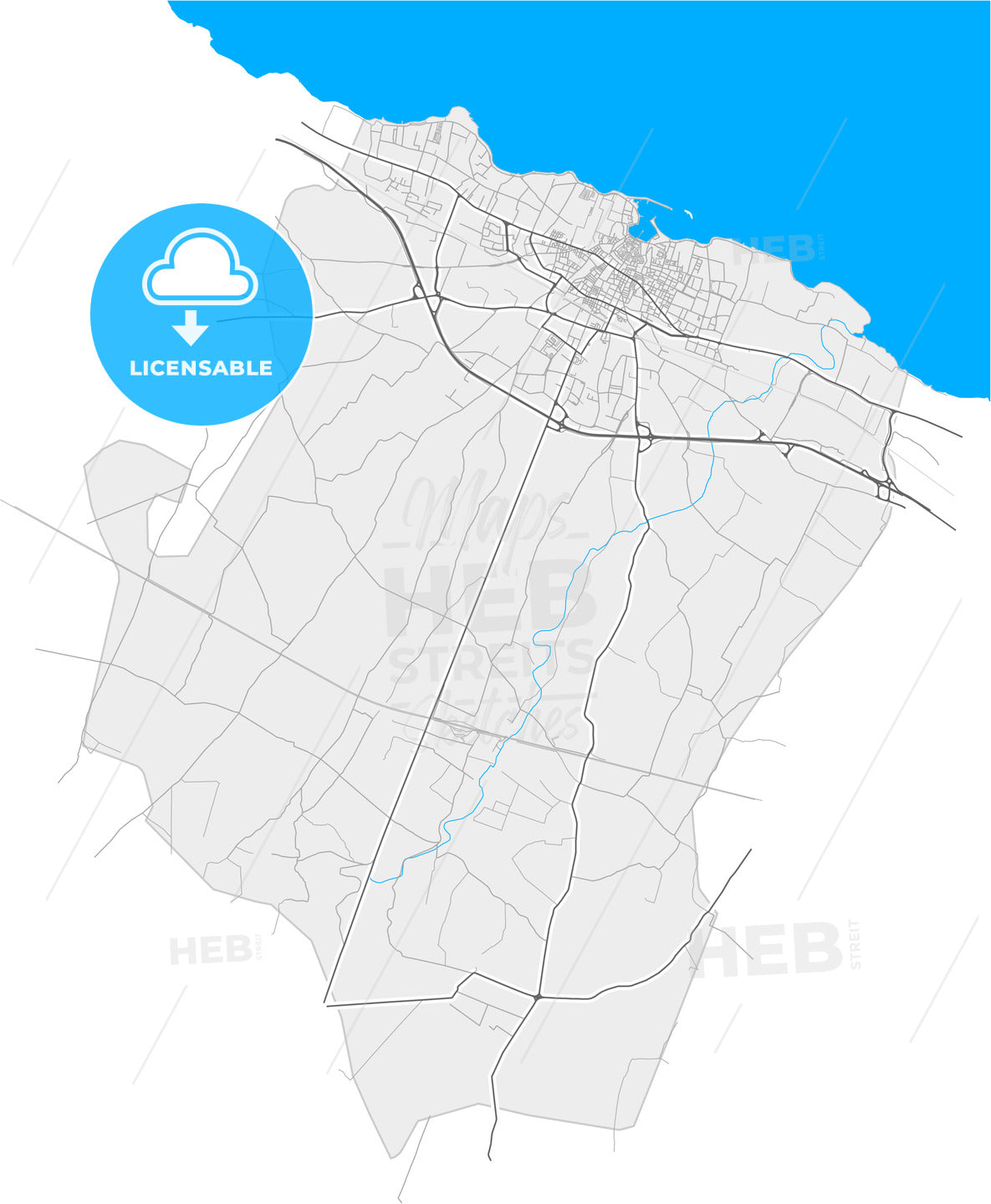 Bisceglie, Apulia, Italy, high quality vector map