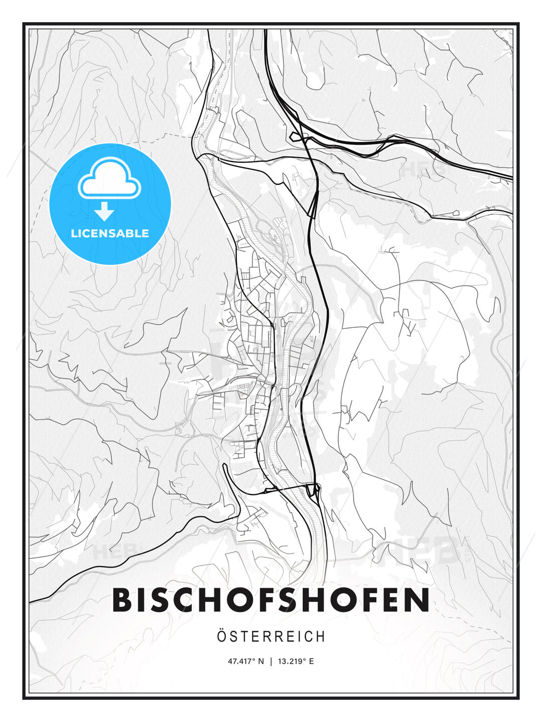 Bischofshofen, Austria, Modern Print Template in Various Formats - HEBSTREITS Sketches