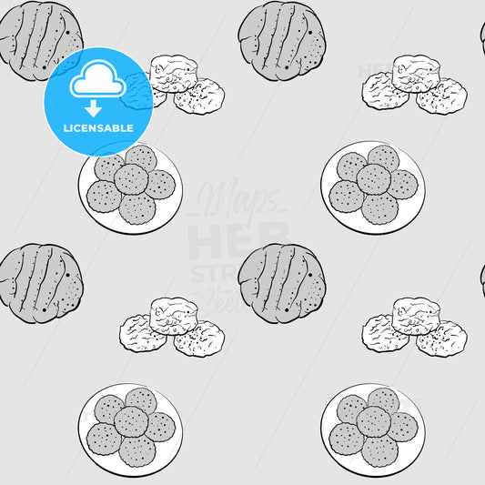 Biscuit seamless pattern greyscale drawing – instant download