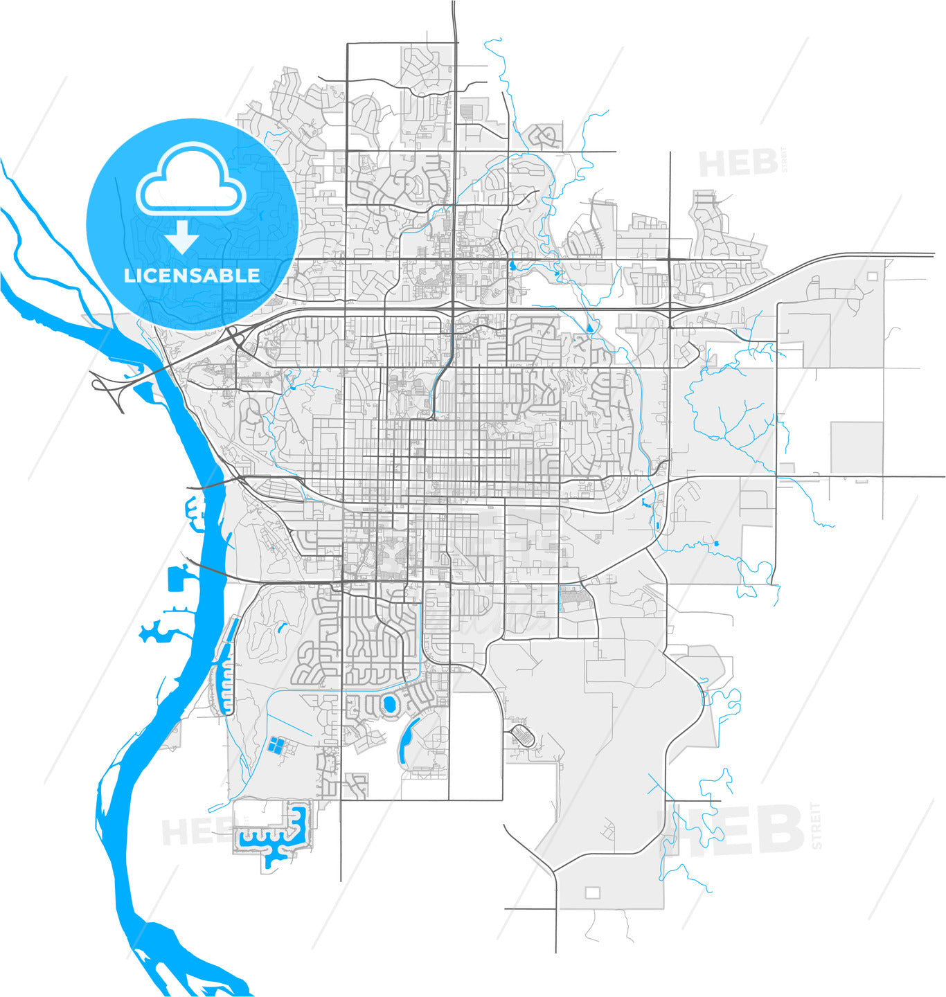 Bismarck, North Dakota, United States, high quality vector map