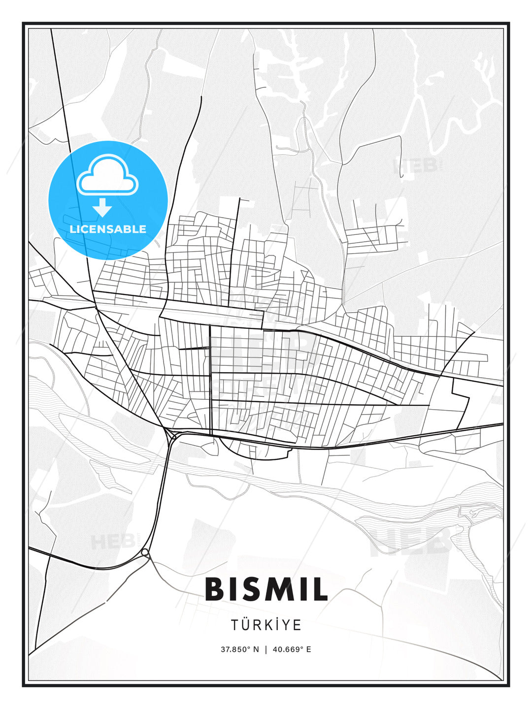 Bismil, Turkey, Modern Print Template in Various Formats - HEBSTREITS Sketches
