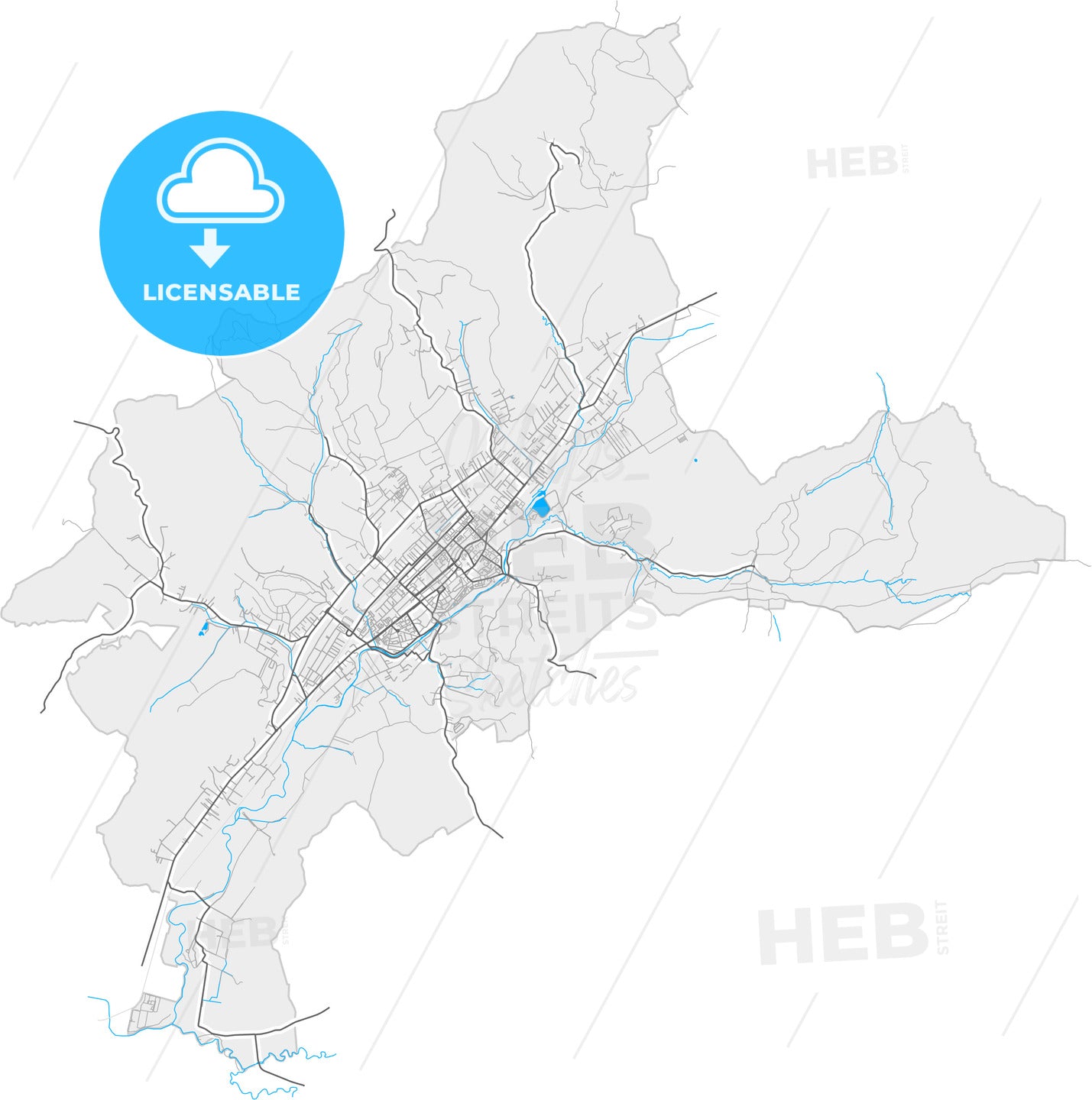 Bistrița, Bistrița-Năsăud, Romania, high quality vector map