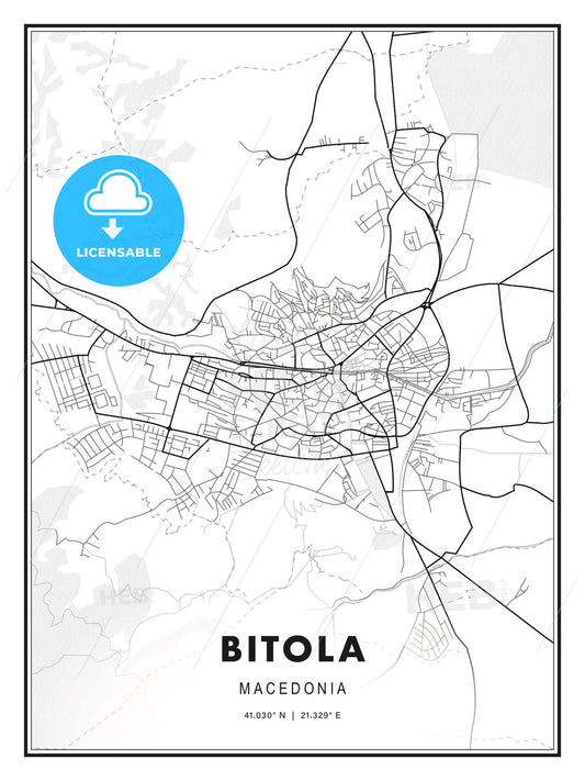 Bitola, Macedonia, Modern Print Template in Various Formats - HEBSTREITS Sketches