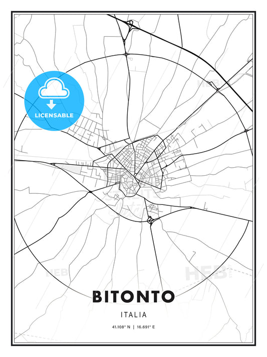 Bitonto, Italy, Modern Print Template in Various Formats - HEBSTREITS Sketches