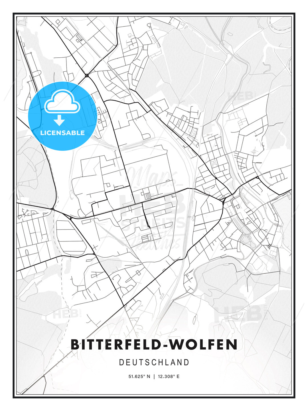 Bitterfeld-Wolfen, Germany, Modern Print Template in Various Formats - HEBSTREITS Sketches