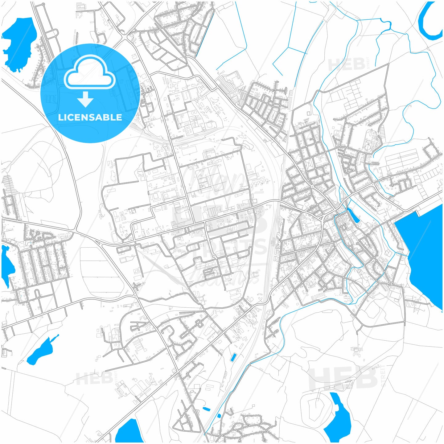 Bitterfeld-Wolfen, Saxony-Anhalt, Germany, city map with high quality roads.