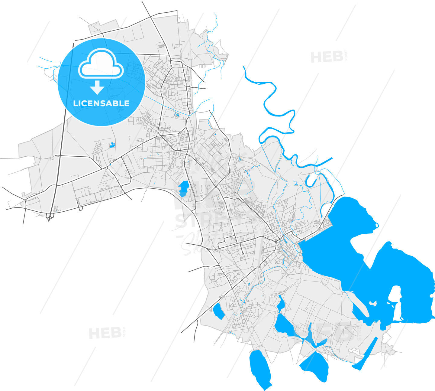 Bitterfeld-Wolfen, Saxony-Anhalt, Germany, high quality vector map