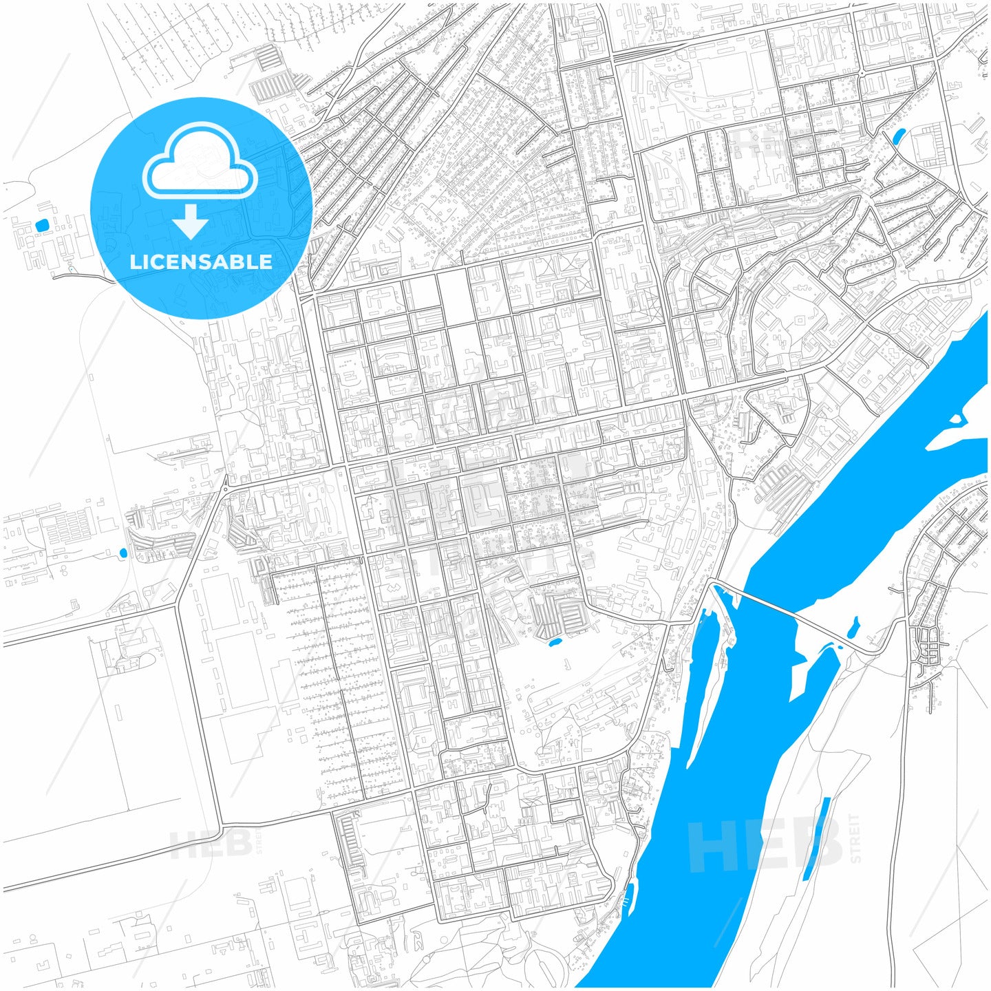 Biysk, Altai Krai, Russia, city map with high quality roads.