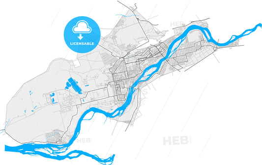 Biysk, Altai Krai, Russia, high quality vector map