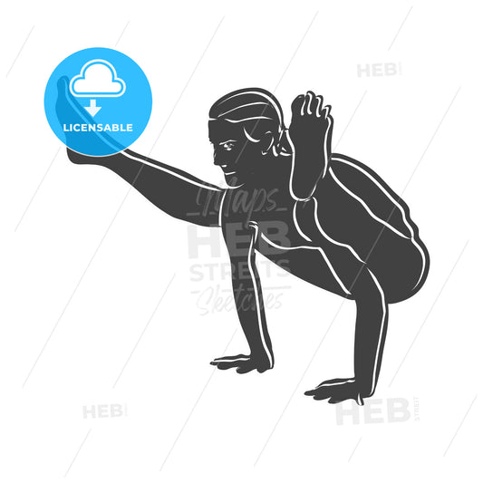 Black Tittibhasana Yoga Pose Outline Icon