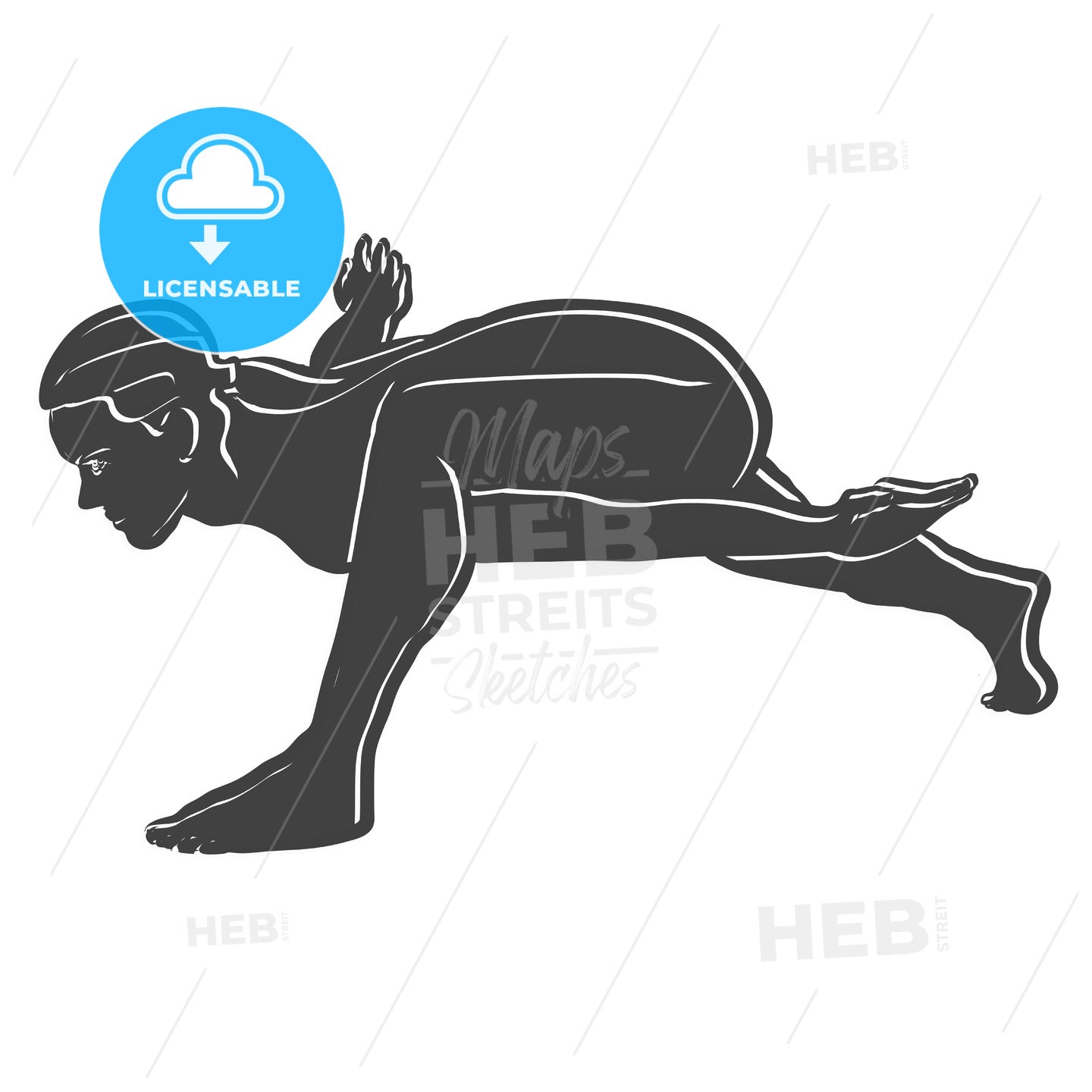 Black Utthan Pristhasana Yoga Pose Outline Icon