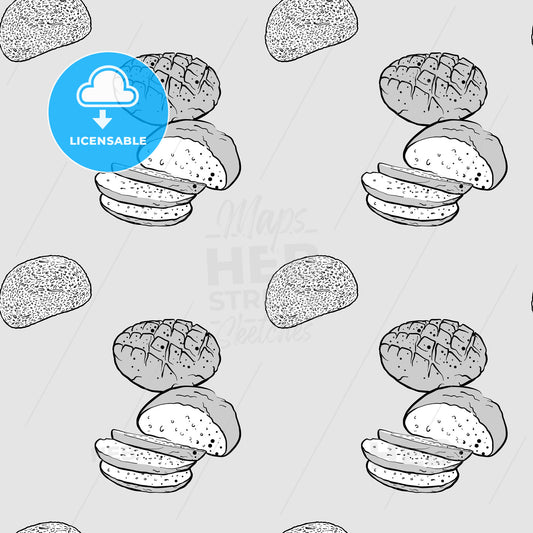 Black bread seamless pattern greyscale drawing – instant download