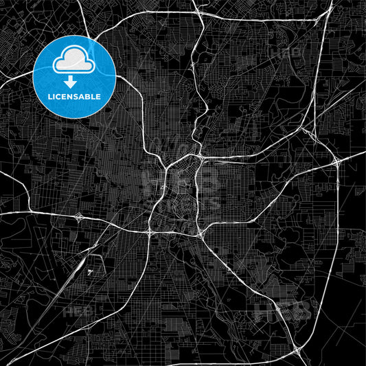 Black downtown map of San Antonio, Texas
