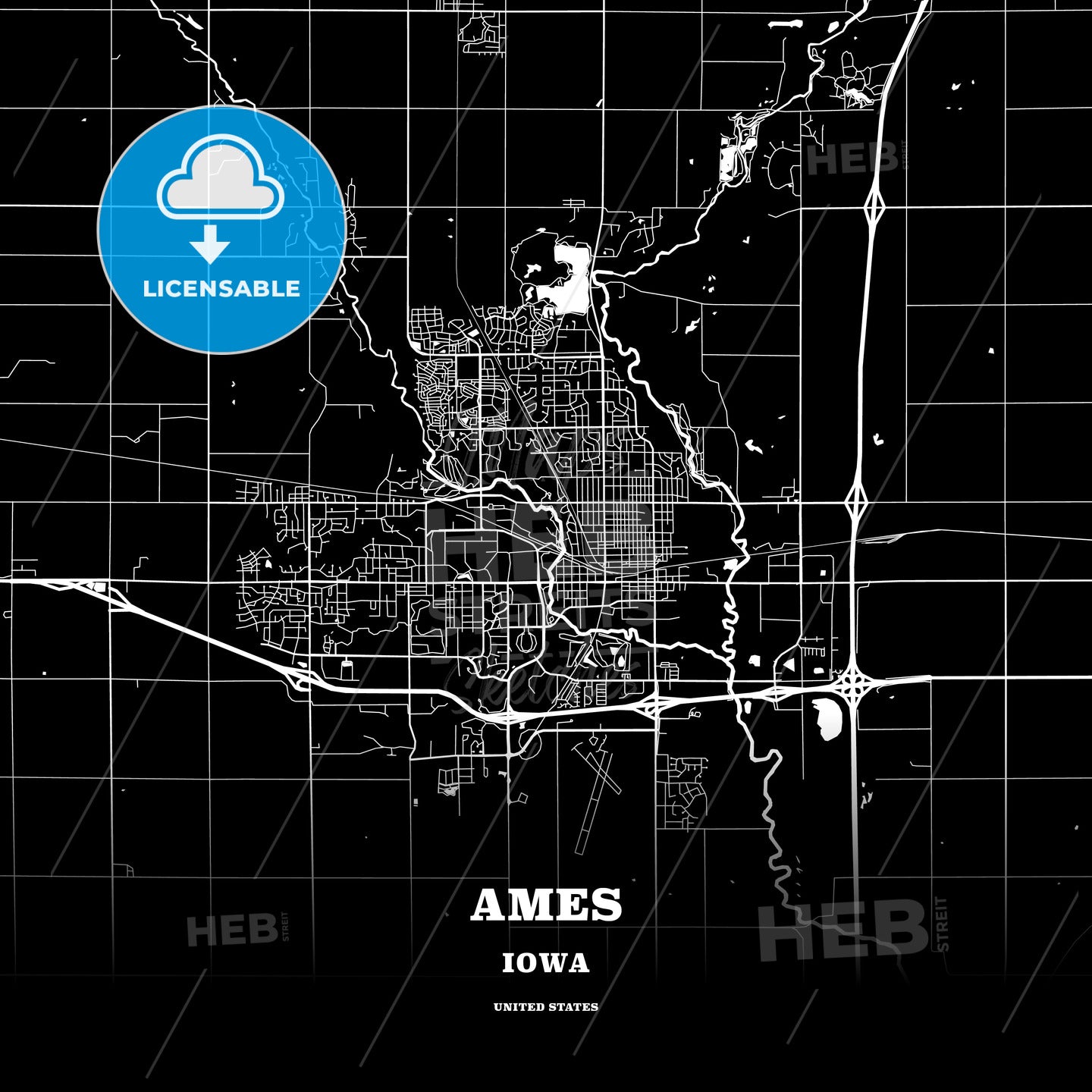 Ames, Iowa, USA map