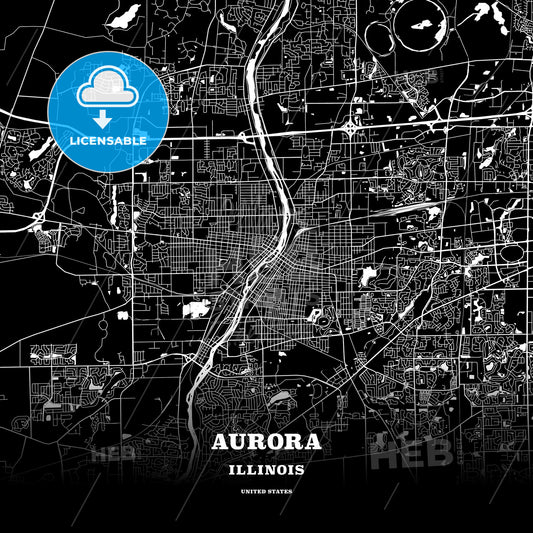 Aurora, Illinois, USA map