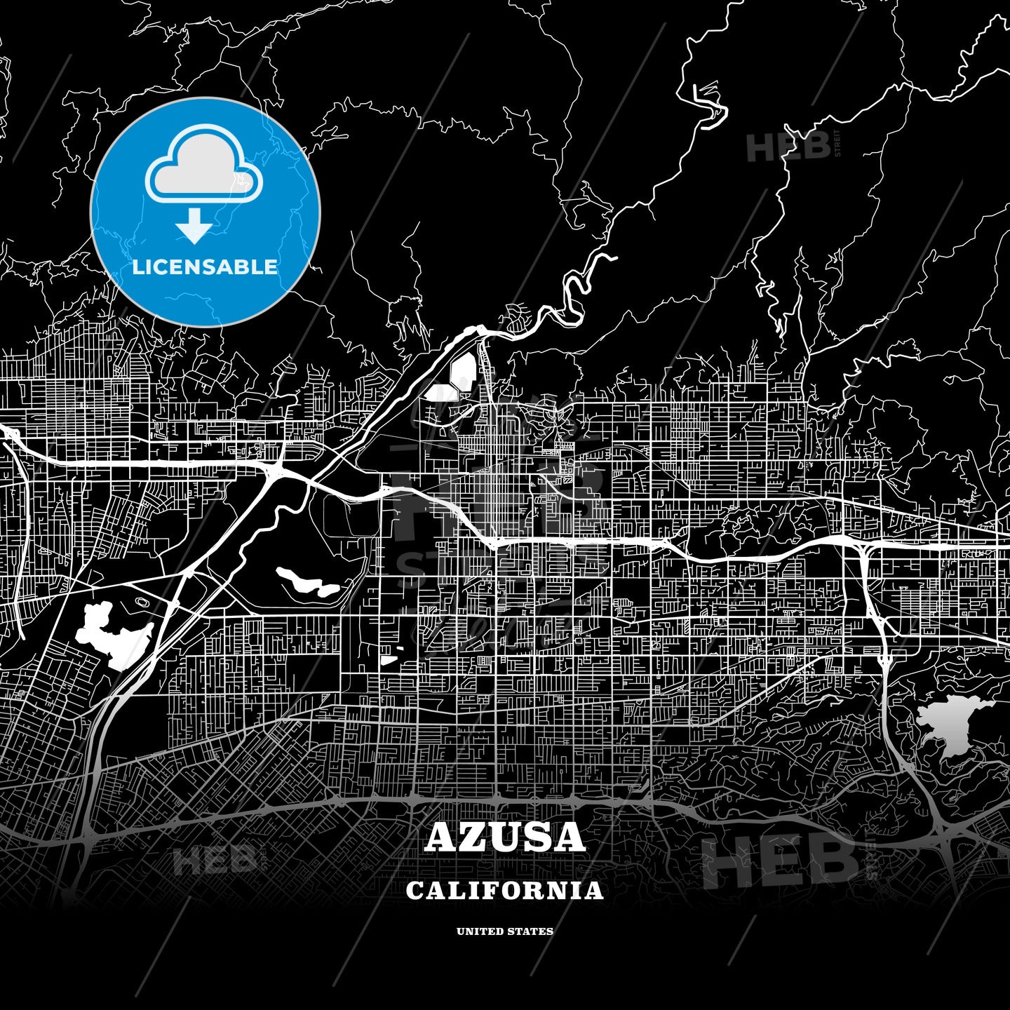 Azusa, California, USA map