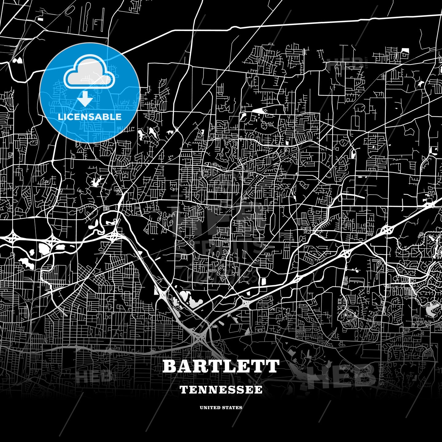 Bartlett, Tennessee, USA map