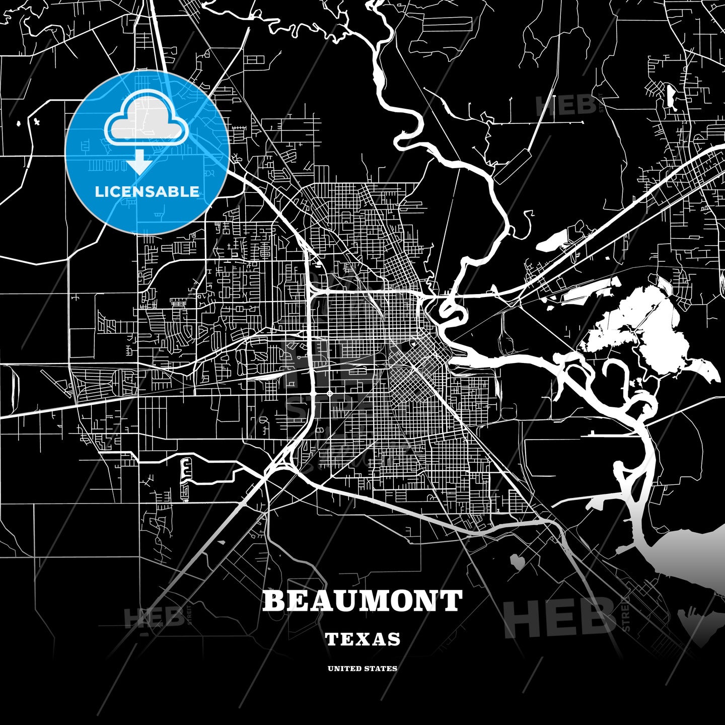 Black Map Poster Template Of Beaumont Texas Usa HEBSTREITS Black Map Poster Template Of Beaumont Texas USA 172255 