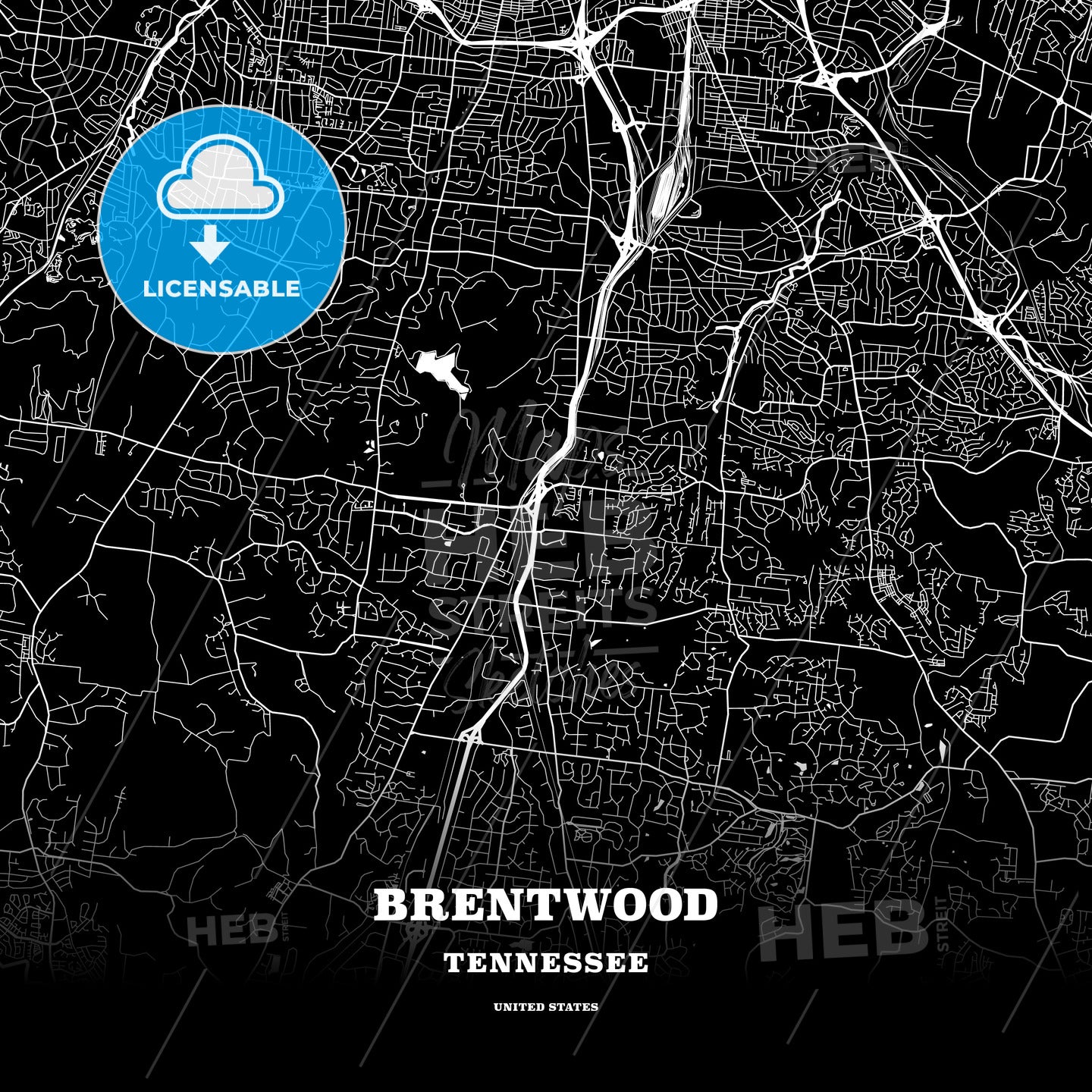 Brentwood, Tennessee, USA map