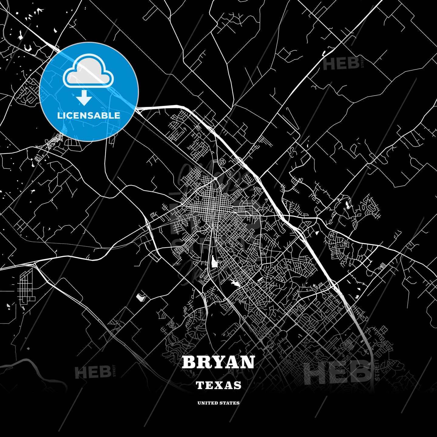 Bryan, Texas, USA map