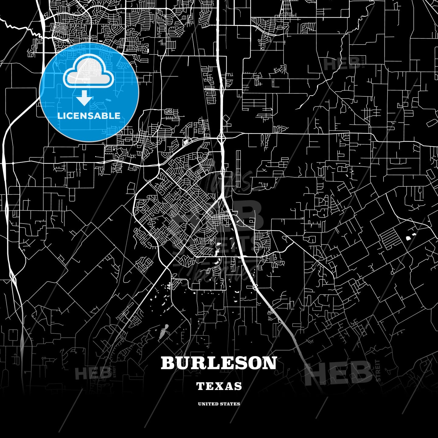 Burleson, Texas, USA map