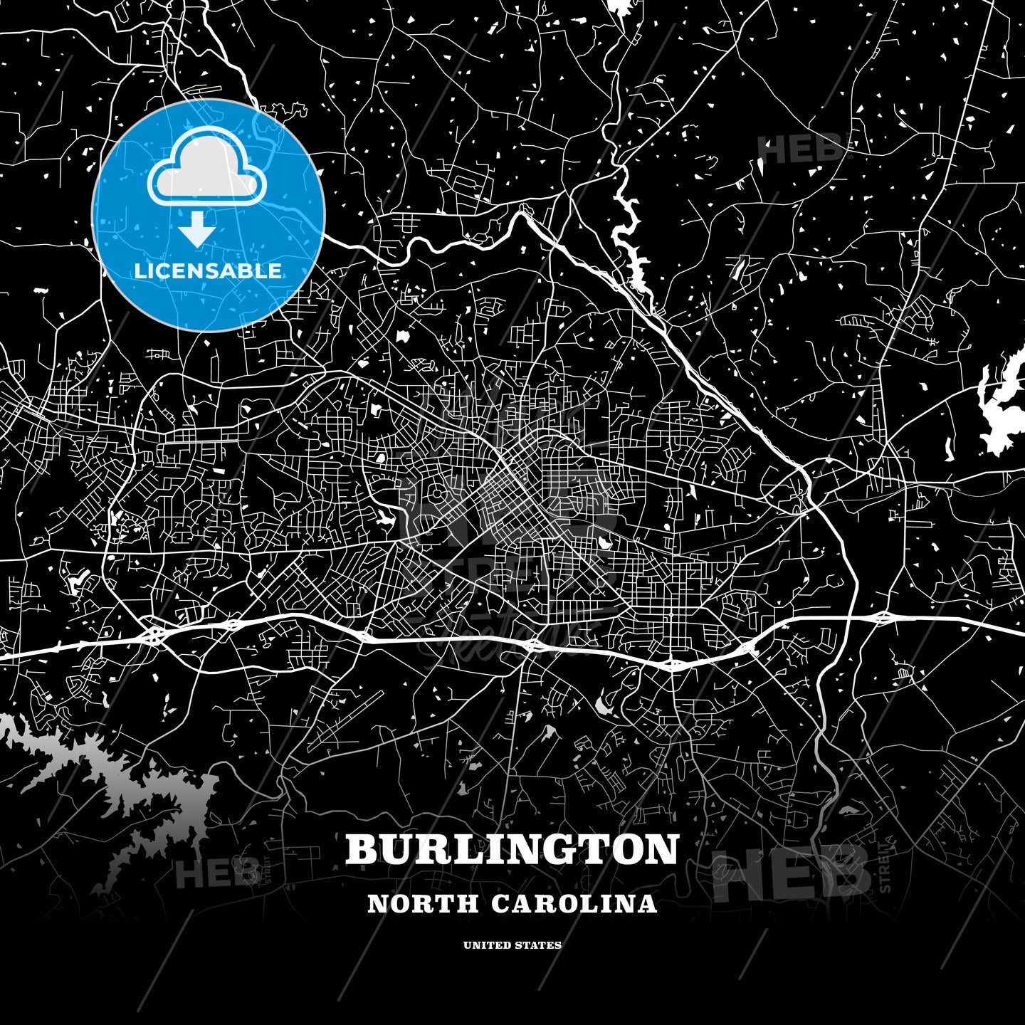 Burlington, North Carolina, USA map