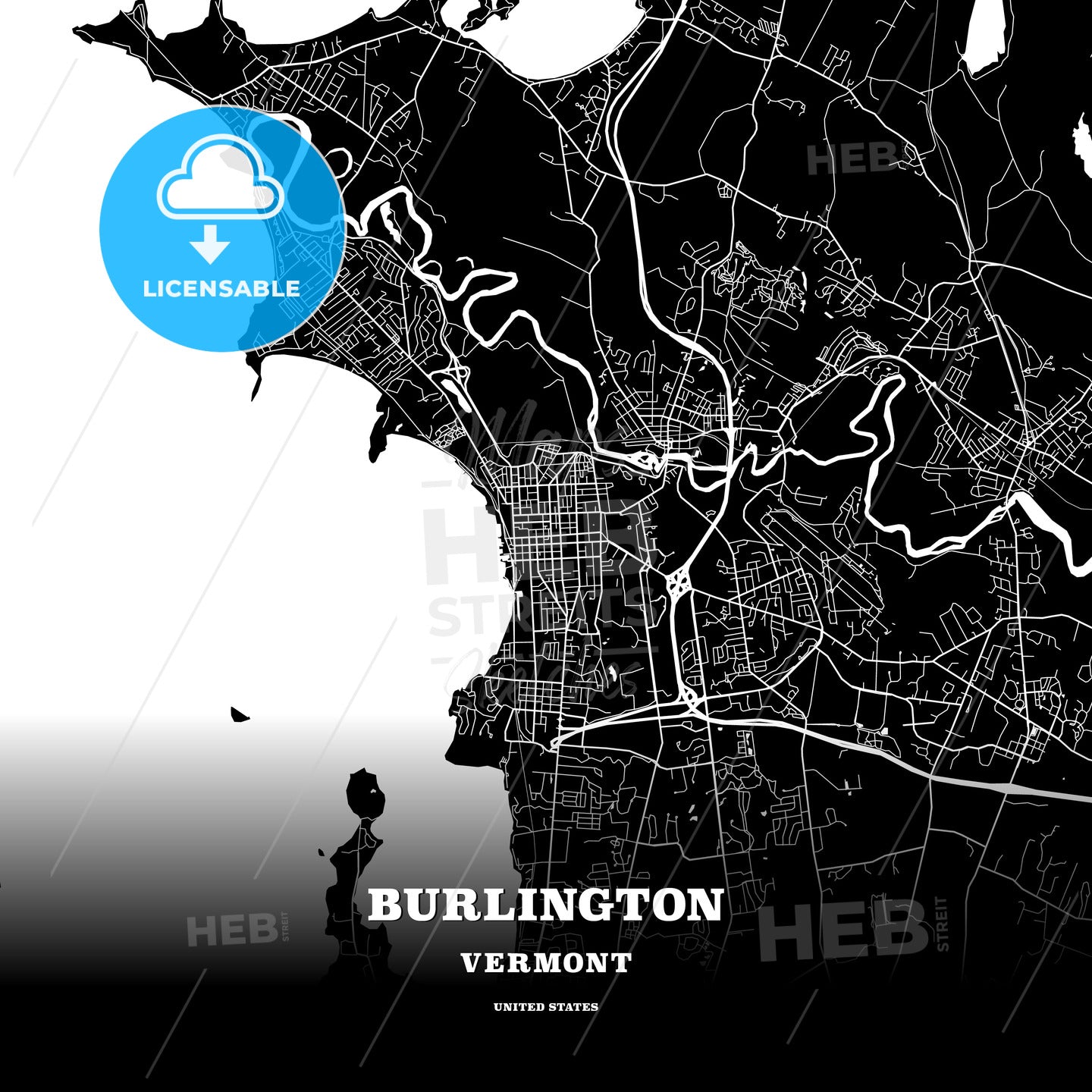 Burlington, Vermont, USA map