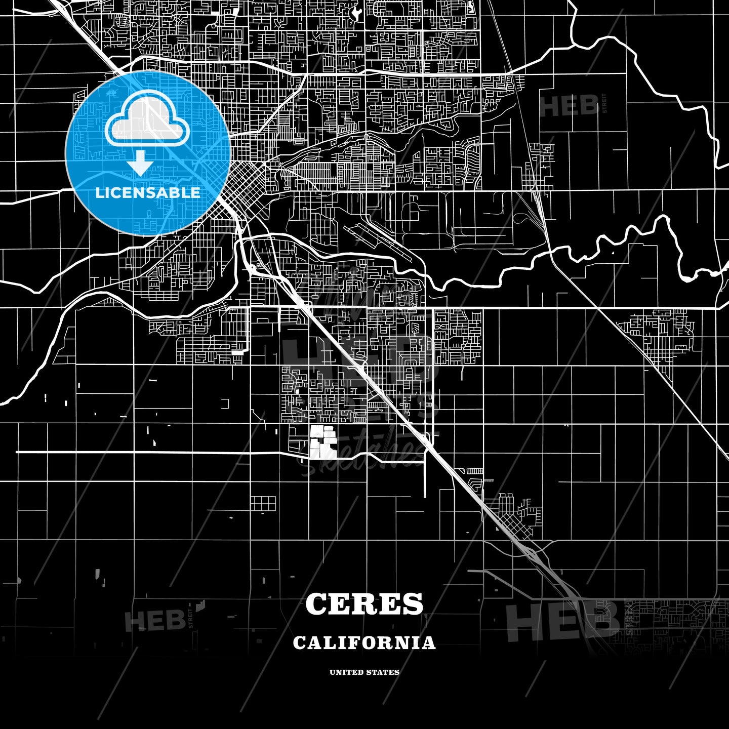 Ceres, California, USA map