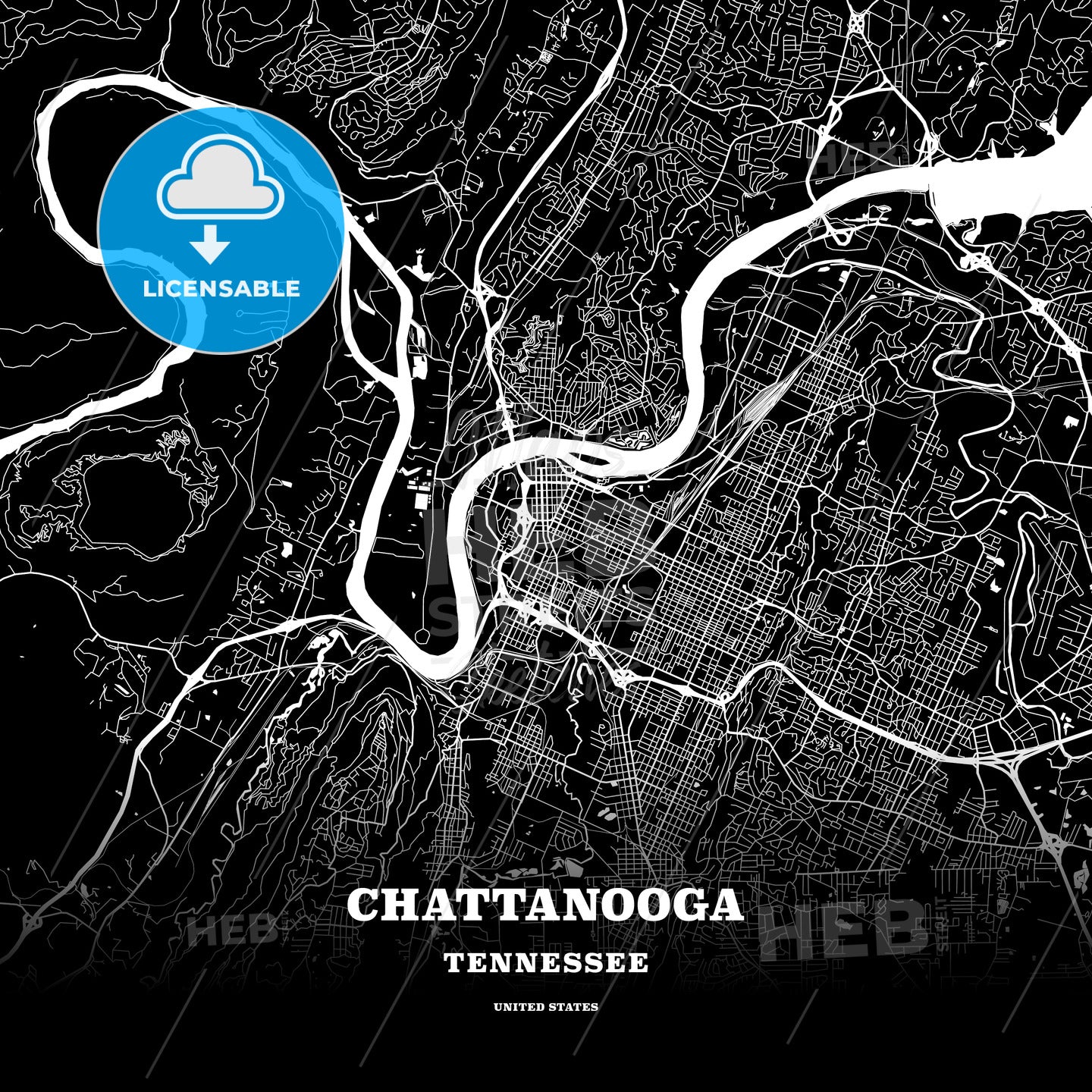 Chattanooga, Tennessee, USA map