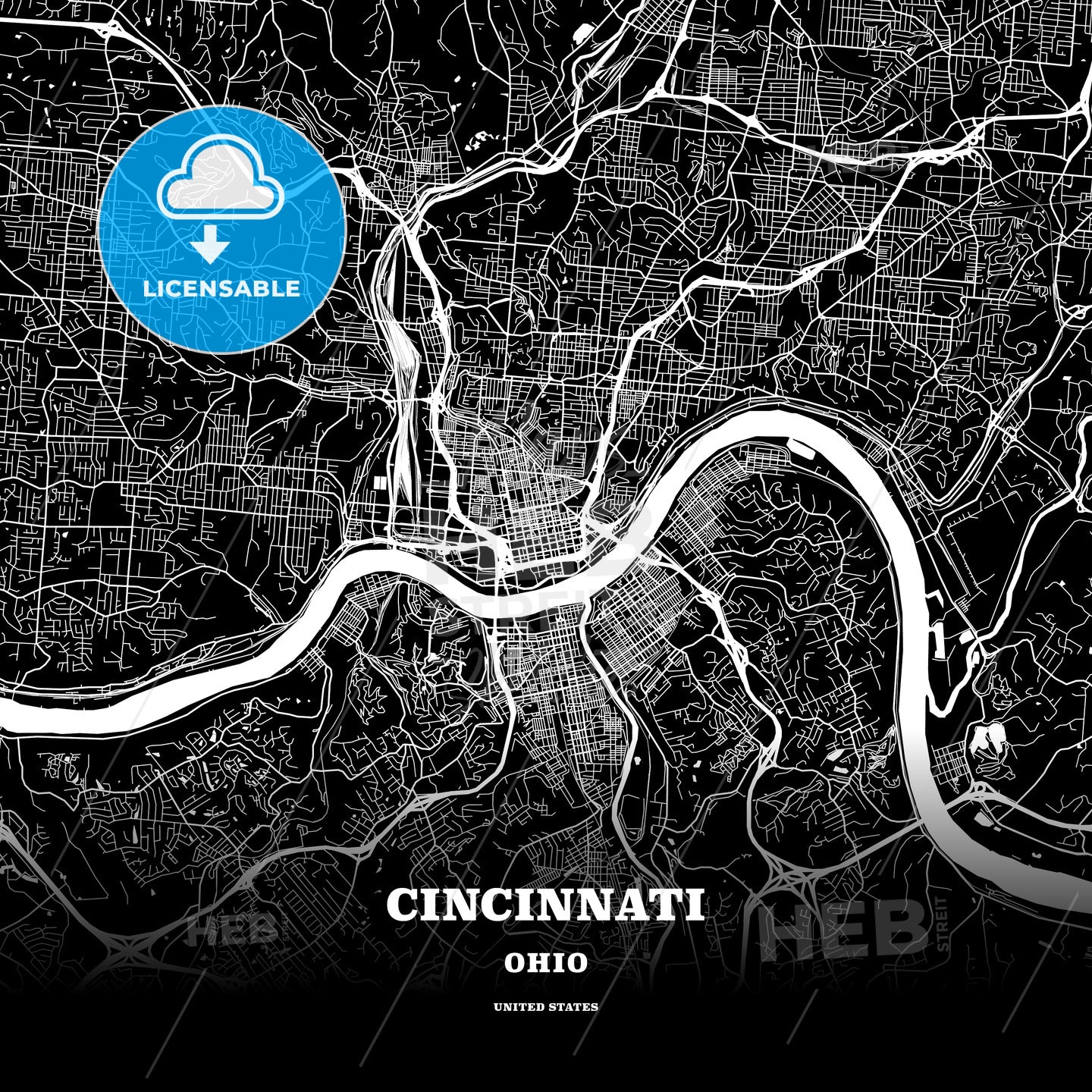 Cincinnati, Ohio, USA map