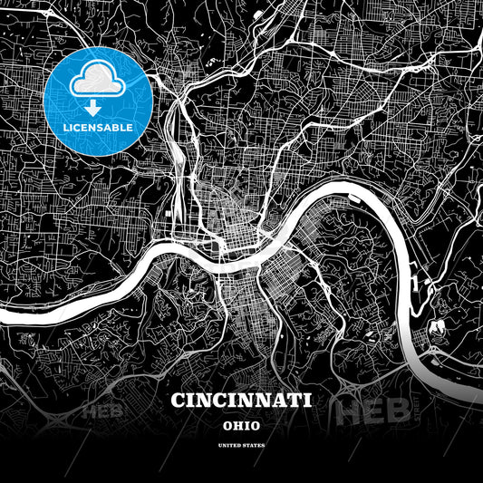 Cincinnati, Ohio, USA map